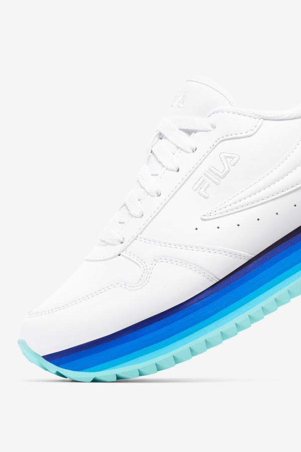 White/Navy/Aruba Blue Women\'s Orbit Stripe Fila Outlets