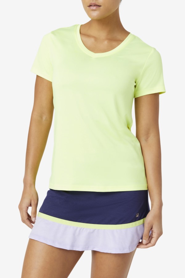 Fila Outlets YellowHeather Pickleball Silky V-Neck