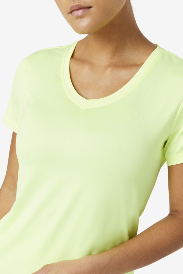 Fila Outlets YellowHeather Pickleball Silky V-Neck