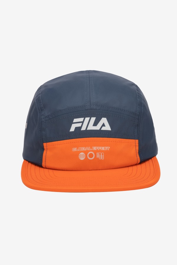 Navy/Cherry Tomato Fila Outlets 5 Panel Camper Hat