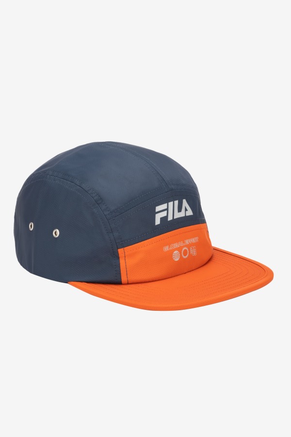 Navy/Cherry Tomato Fila Outlets 5 Panel Camper Hat