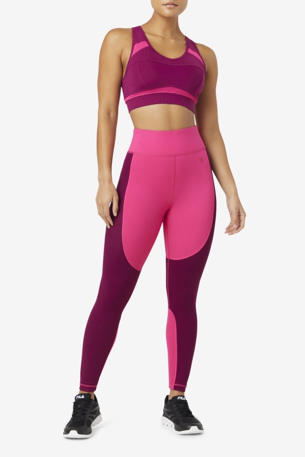 Fila Outlets Bright Pink/Magenta Purple Forza Textured Long Legging