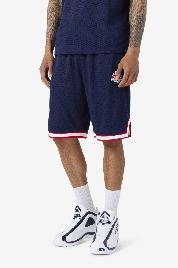 Navy/Red/White Fila Outlets Ovi Basketball Short