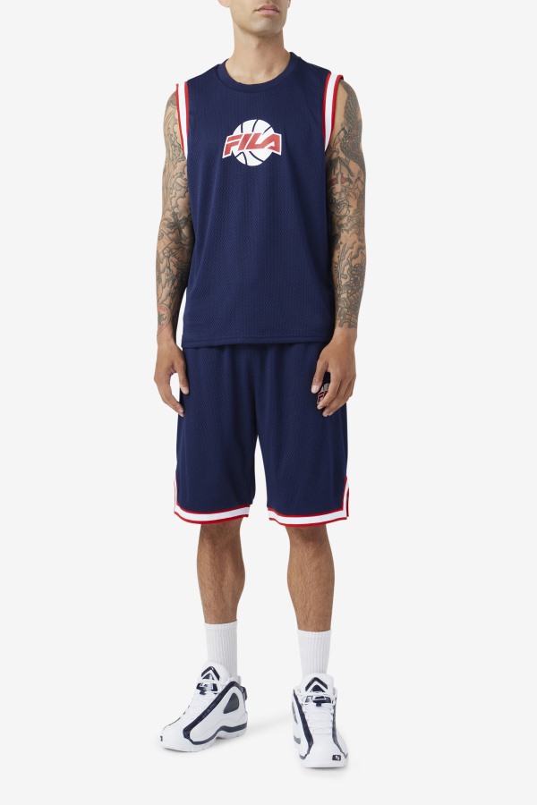 Navy/Red/White Fila Outlets Ovi Basketball Short