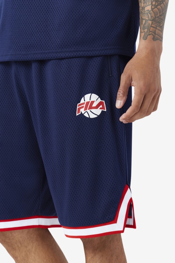 Navy/Red/White Fila Outlets Ovi Basketball Short