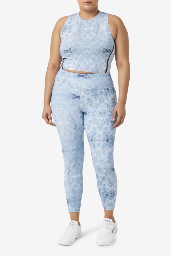 Fila Outlets Blue Fog Print Forza Sleek 7/8 Leggings