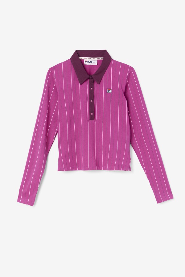 Fila Outlets Rouge/Potpourri/Grape Wine Jada Long Sleeve Polo