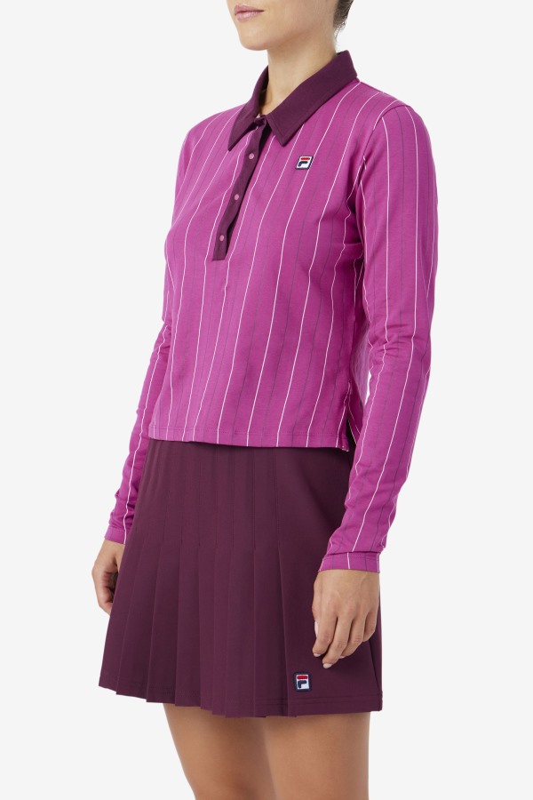 Fila Outlets Rouge/Potpourri/Grape Wine Jada Long Sleeve Polo