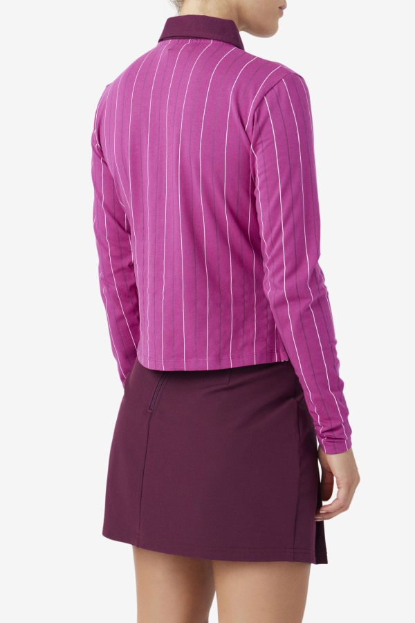 Fila Outlets Rouge/Potpourri/Grape Wine Jada Long Sleeve Polo