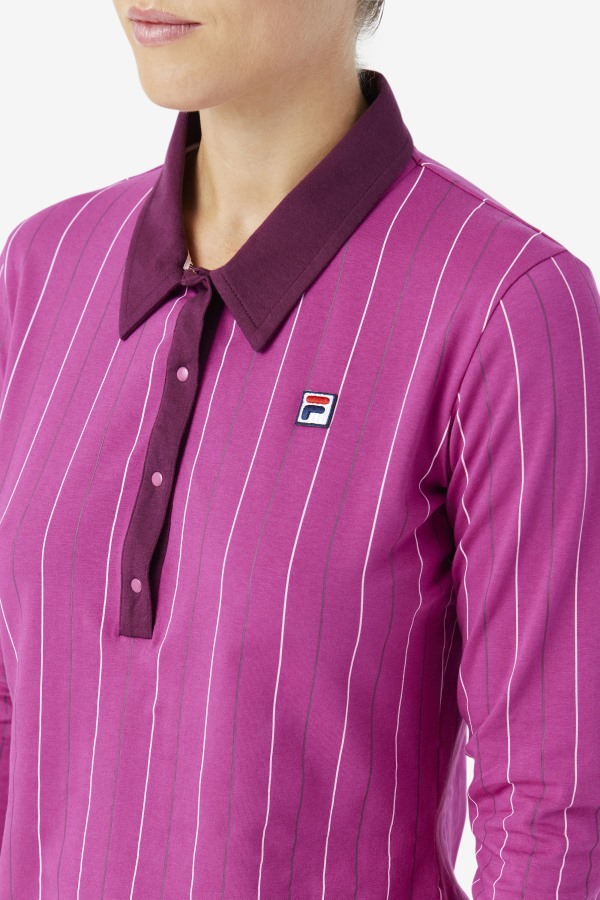 Fila Outlets Rouge/Potpourri/Grape Wine Jada Long Sleeve Polo