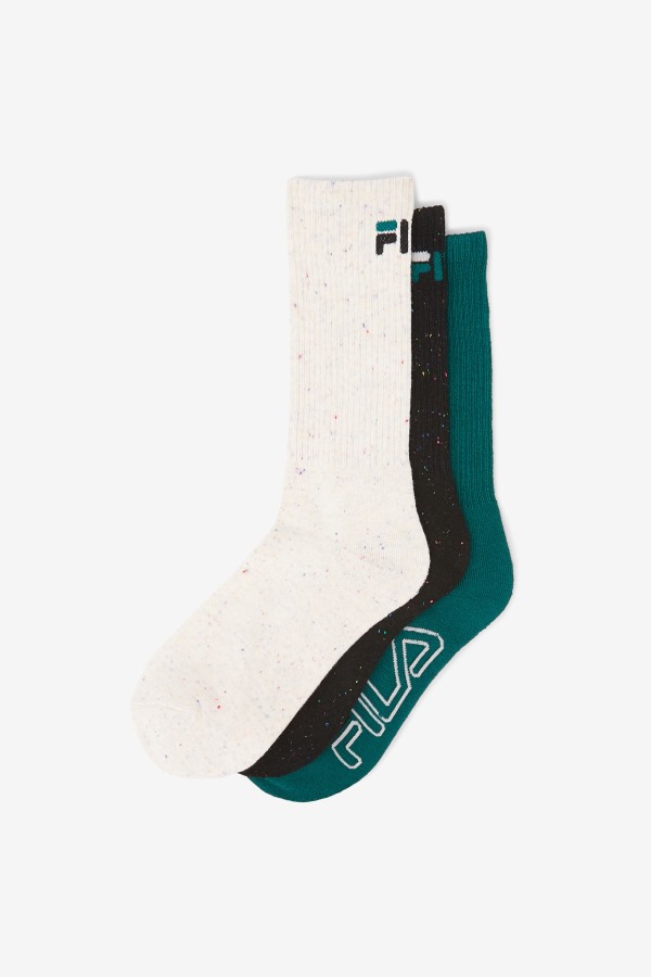 Black Fila Outlets Women\'s Speckle Stripe Crew Sock 3-Pack