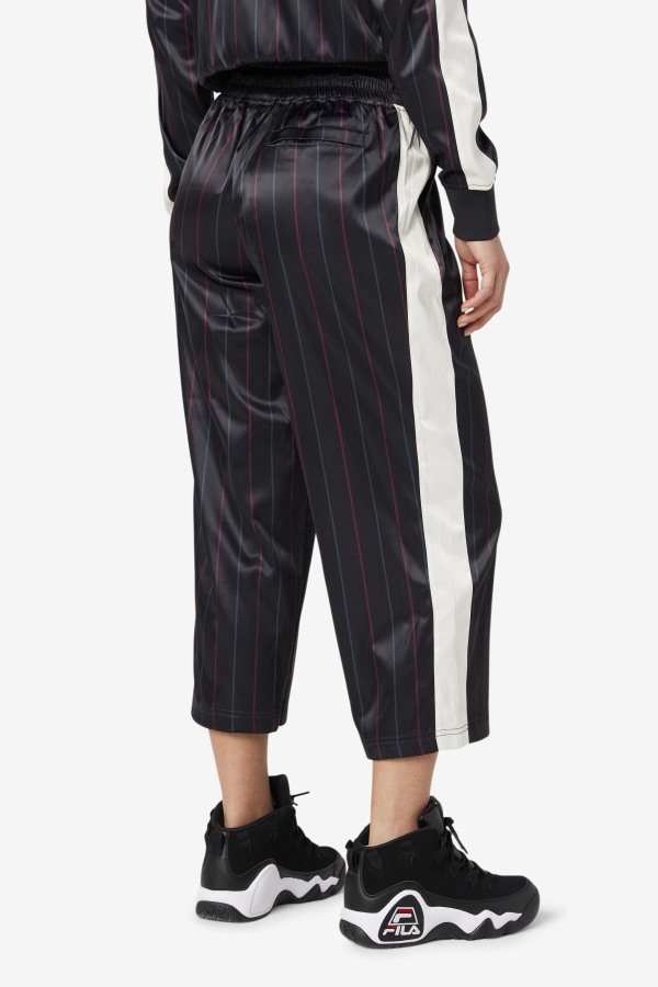 Black/Tofu Fila Outlets Aviana Cropped Satin Pant