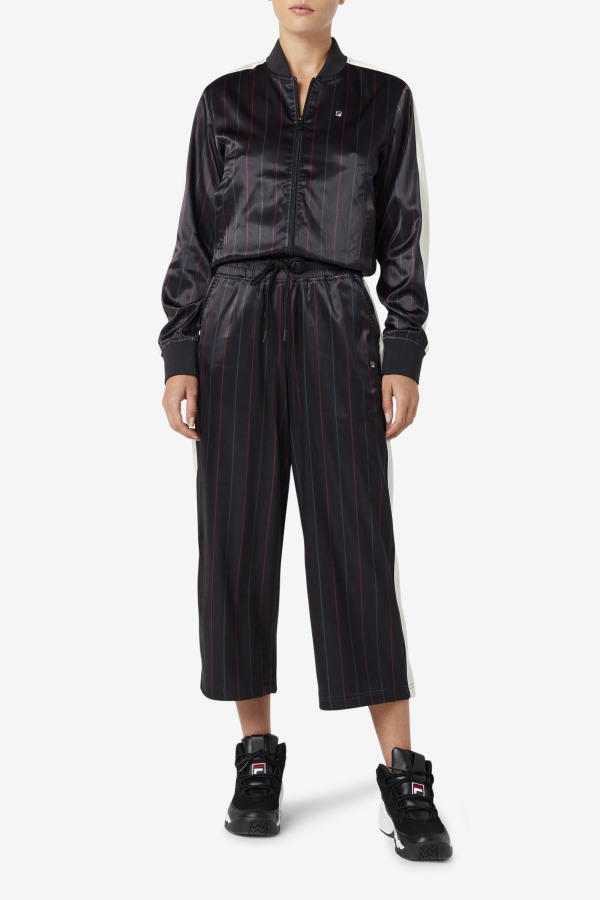 Black/Tofu Fila Outlets Aviana Cropped Satin Pant