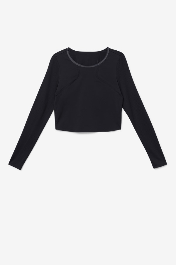 Uplift Long Sleeve Crop Top Black Fila Outlets