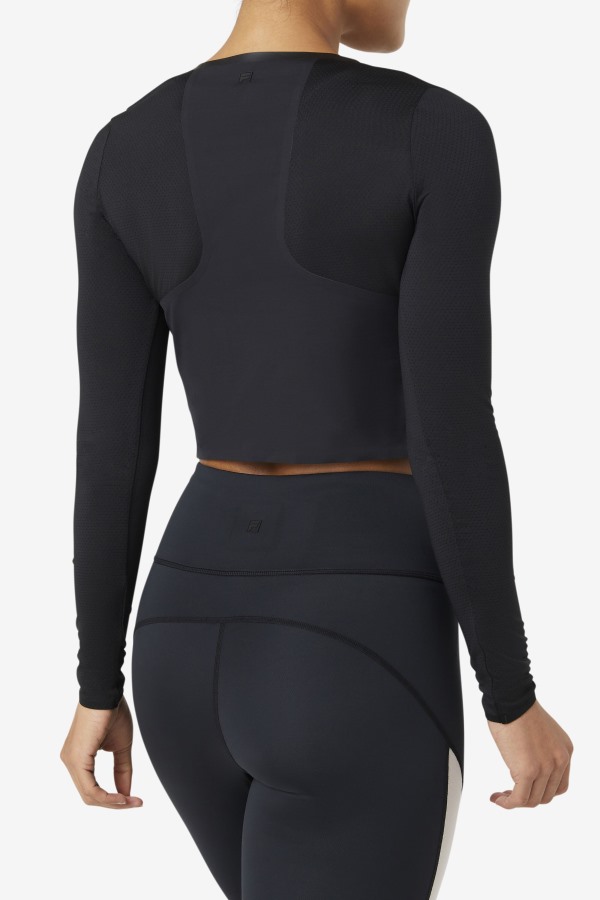 Uplift Long Sleeve Crop Top Black Fila Outlets
