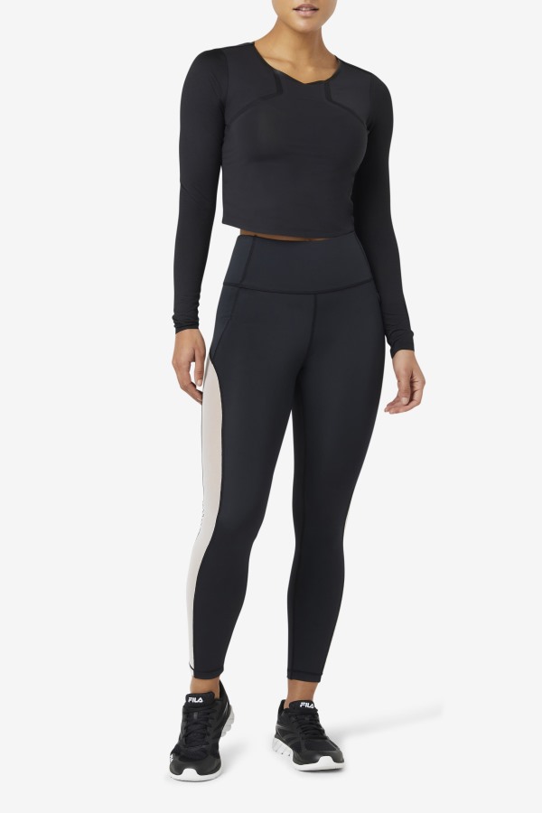 Uplift Long Sleeve Crop Top Black Fila Outlets