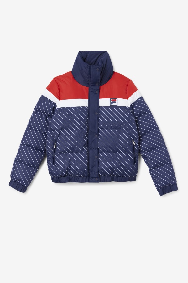 Lottie Puffer Jacket Navy/White/Red Fila Outlets