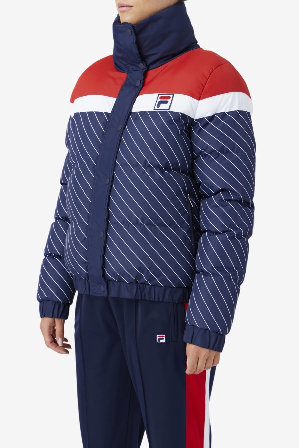 Lottie Puffer Jacket Navy/White/Red Fila Outlets