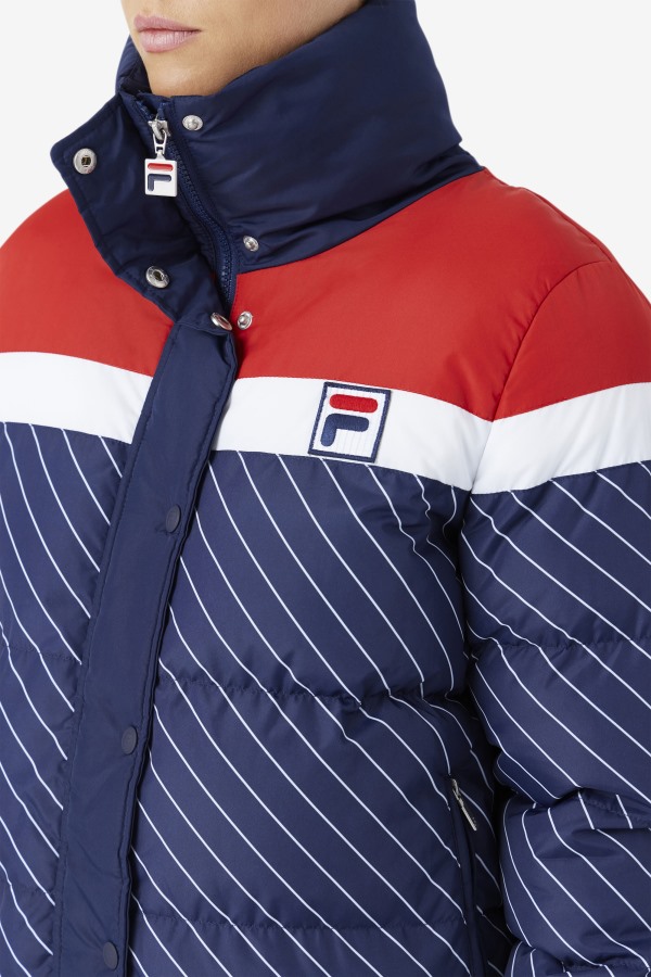 Lottie Puffer Jacket Navy/White/Red Fila Outlets