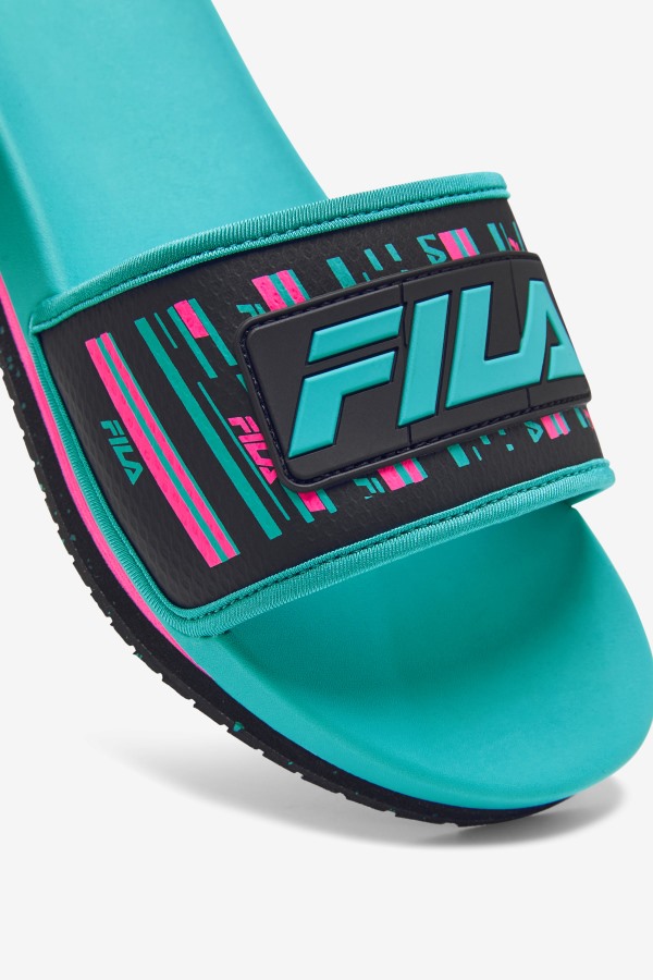 Men\'s Lunar Slide Fila Outlets Black/Pink Glow/Ceramic