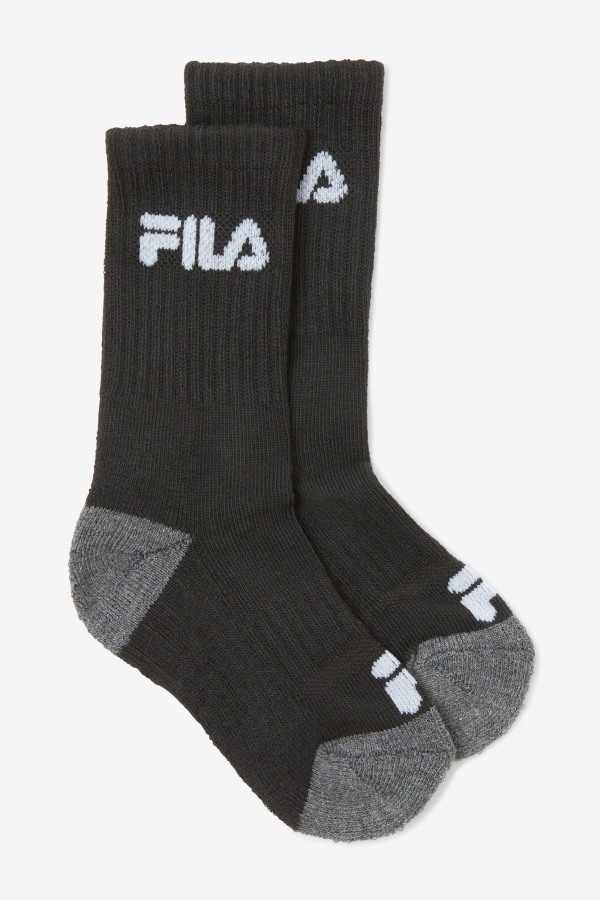 Black Fila Outlets Kids' Cushioned Crew Sock 6-Pack