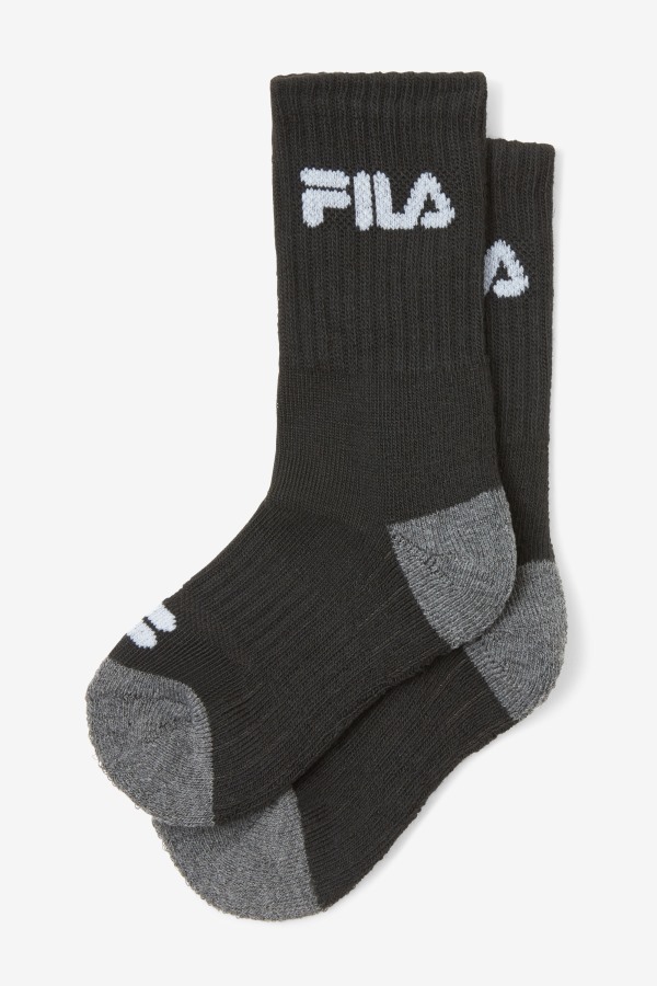 Black Fila Outlets Kids\' Cushioned Crew Sock 6-Pack