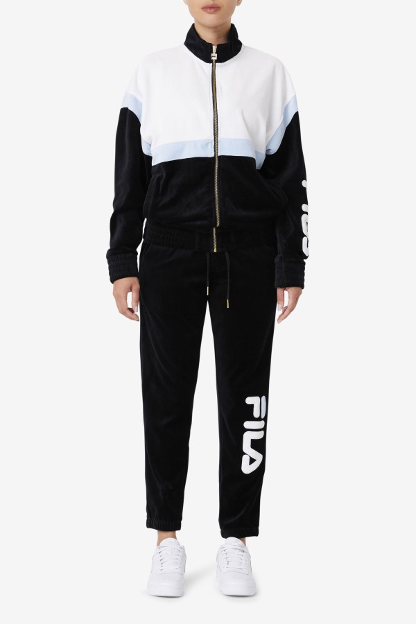 Black/White/Skywalk Mansur Velour Pant Fila Outlets