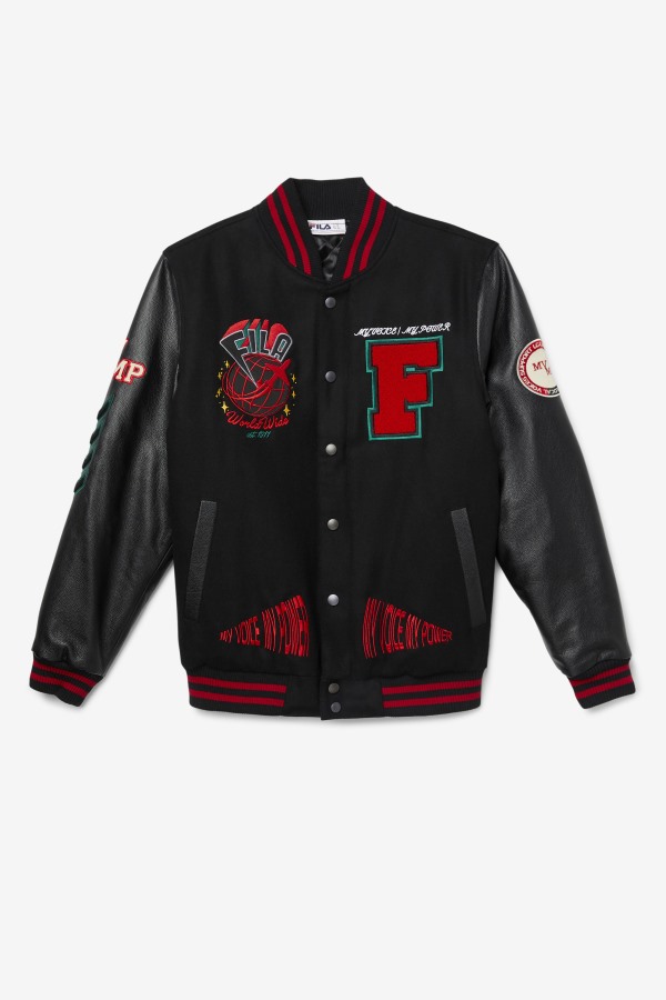 Fila Outlets Raddix Varsity Jacket Black/Red/Green