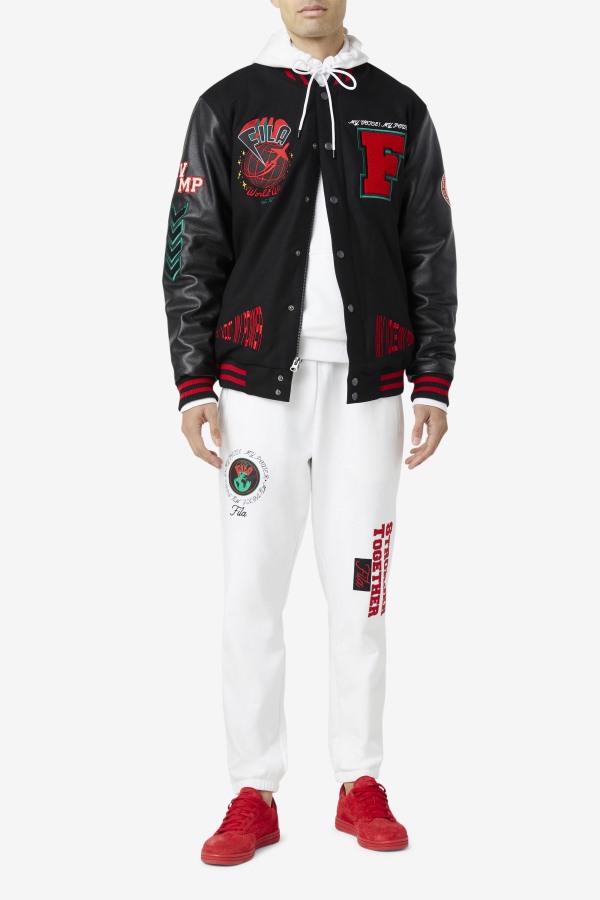 Fila Outlets Raddix Varsity Jacket Black/Red/Green