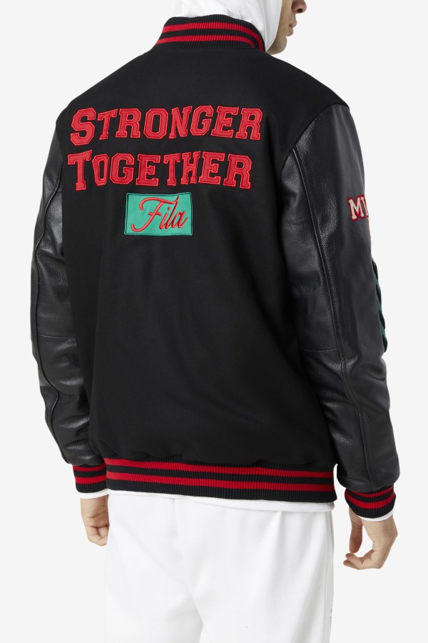 Fila Outlets Raddix Varsity Jacket Black/Red/Green