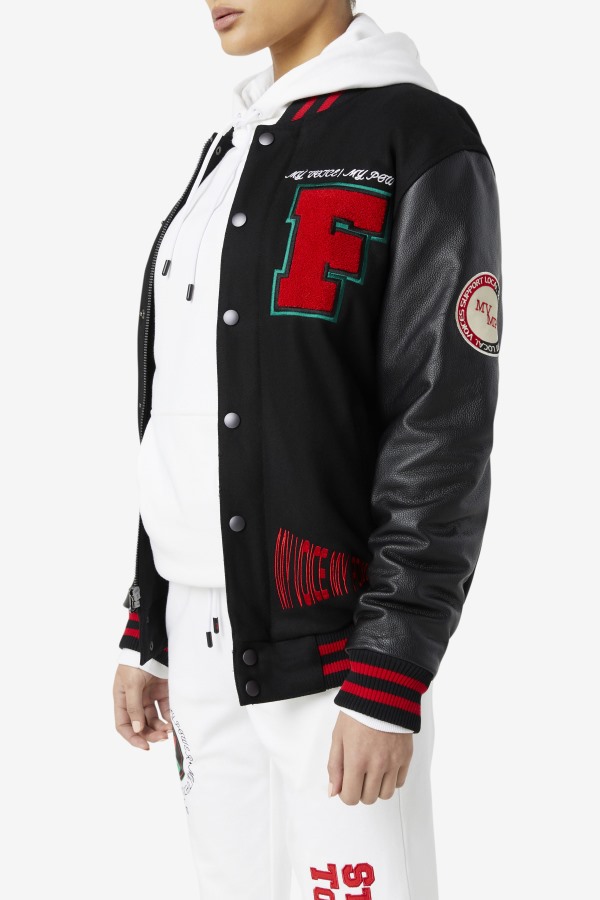 Fila Outlets Raddix Varsity Jacket Black/Red/Green