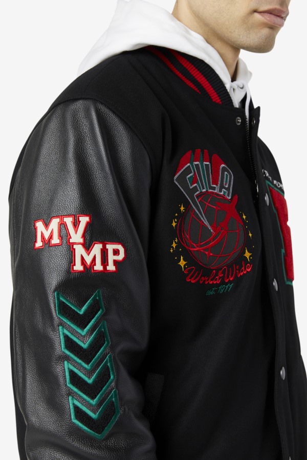 Fila Outlets Raddix Varsity Jacket Black/Red/Green
