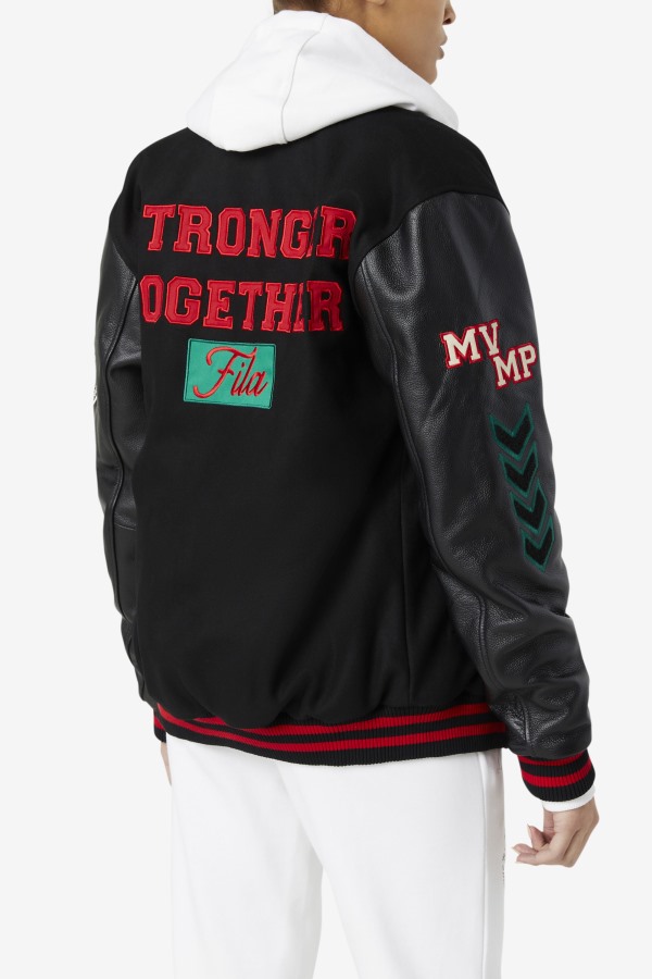 Fila Outlets Raddix Varsity Jacket Black/Red/Green