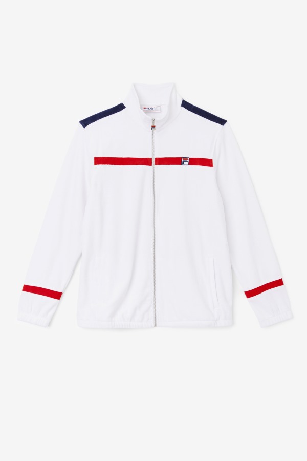 Ravid Velour Jacket Fila Outlets White/Red/Navy