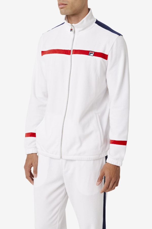 Ravid Velour Jacket Fila Outlets White/Red/Navy