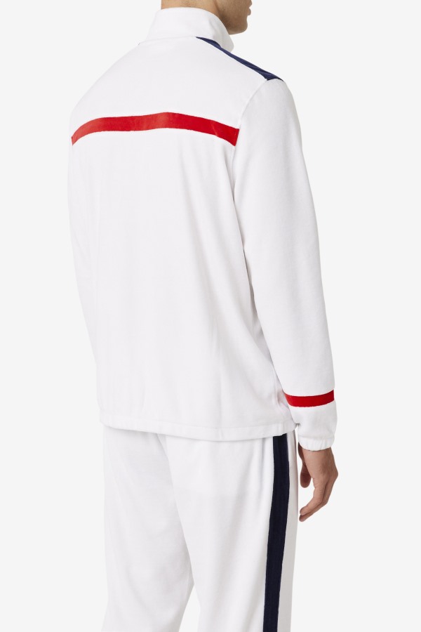 Ravid Velour Jacket Fila Outlets White/Red/Navy