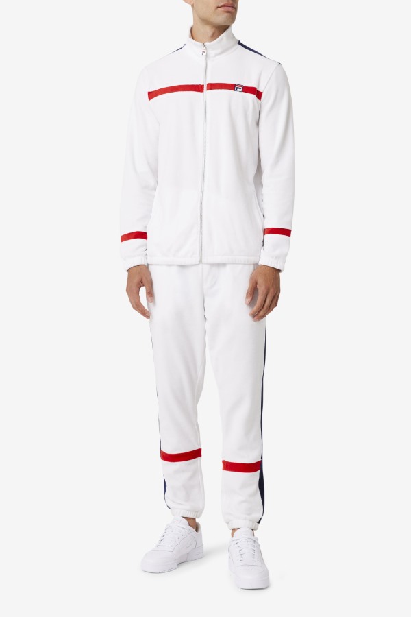 Ravid Velour Jacket Fila Outlets White/Red/Navy