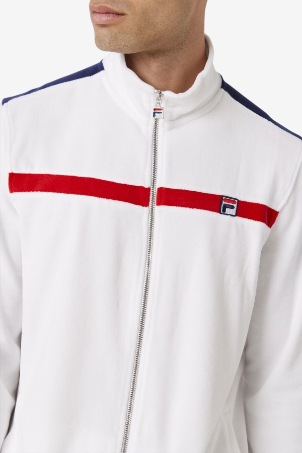 Ravid Velour Jacket Fila Outlets White/Red/Navy