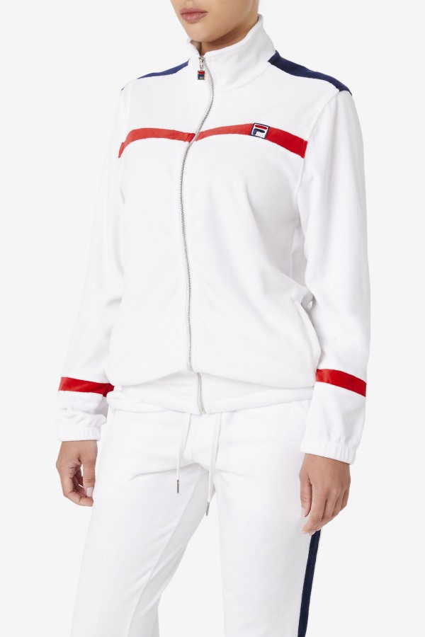 Ravid Velour Jacket Fila Outlets White/Red/Navy