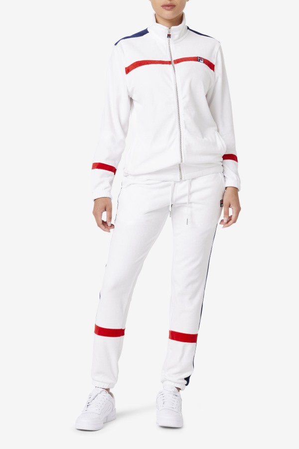 Ravid Velour Jacket Fila Outlets White/Red/Navy