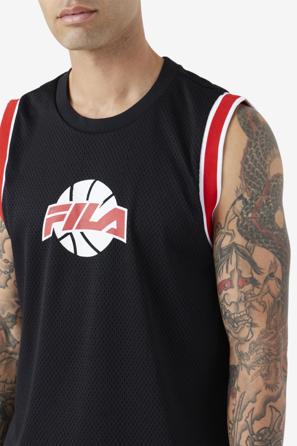 Black/Red/White Fila Outlets Ovi Basketball Jersey
