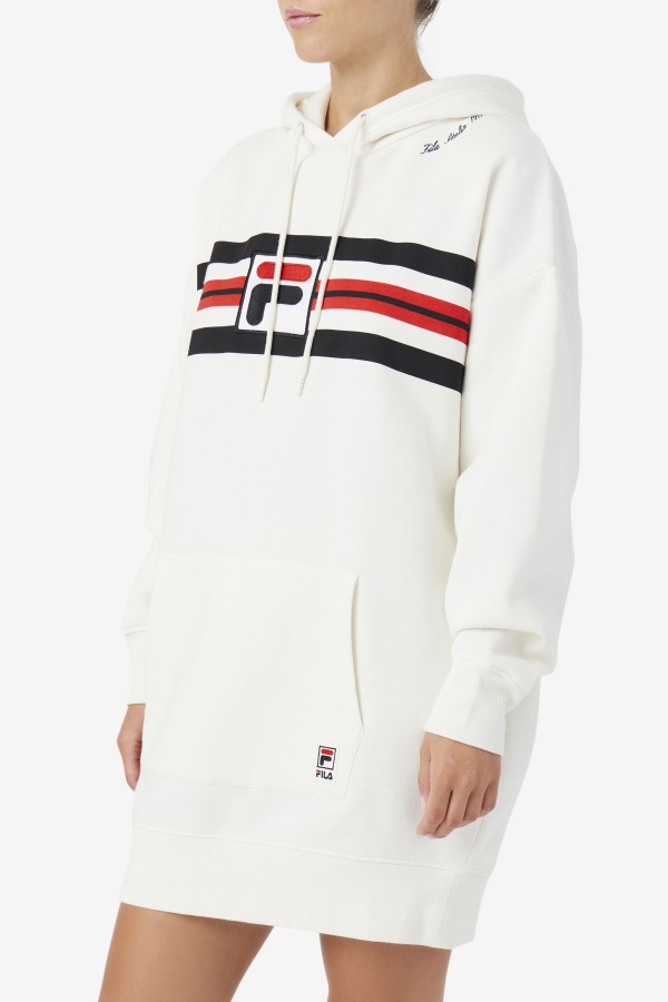 Stella Hoodie Dress Gardenia/Black/Red Fila Outlets