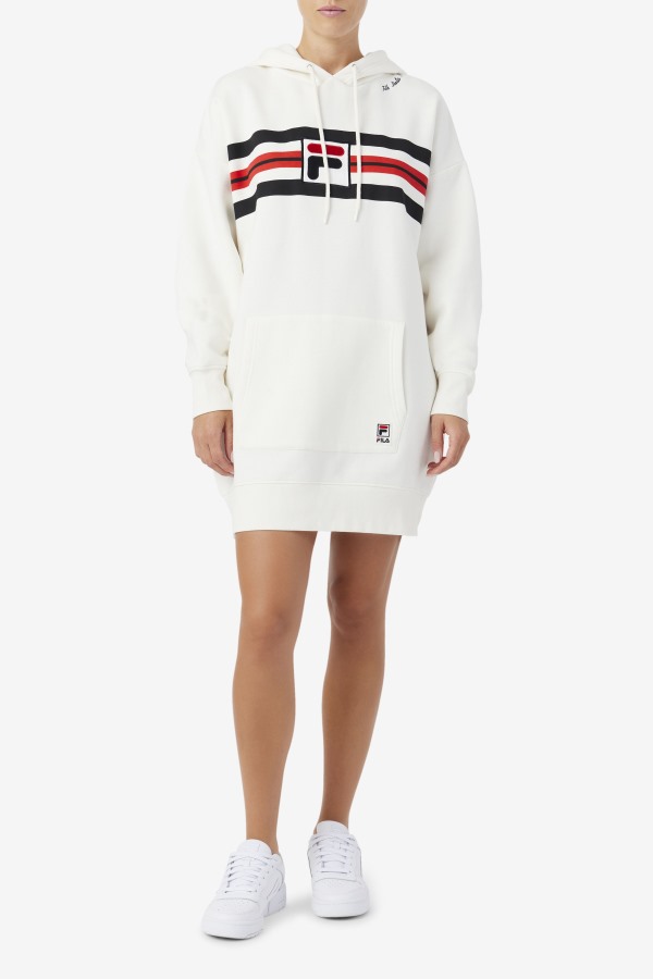 Stella Hoodie Dress Gardenia/Black/Red Fila Outlets
