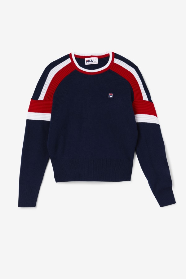 Frankie Knit Crew Fila Outlets Navy/Red/White