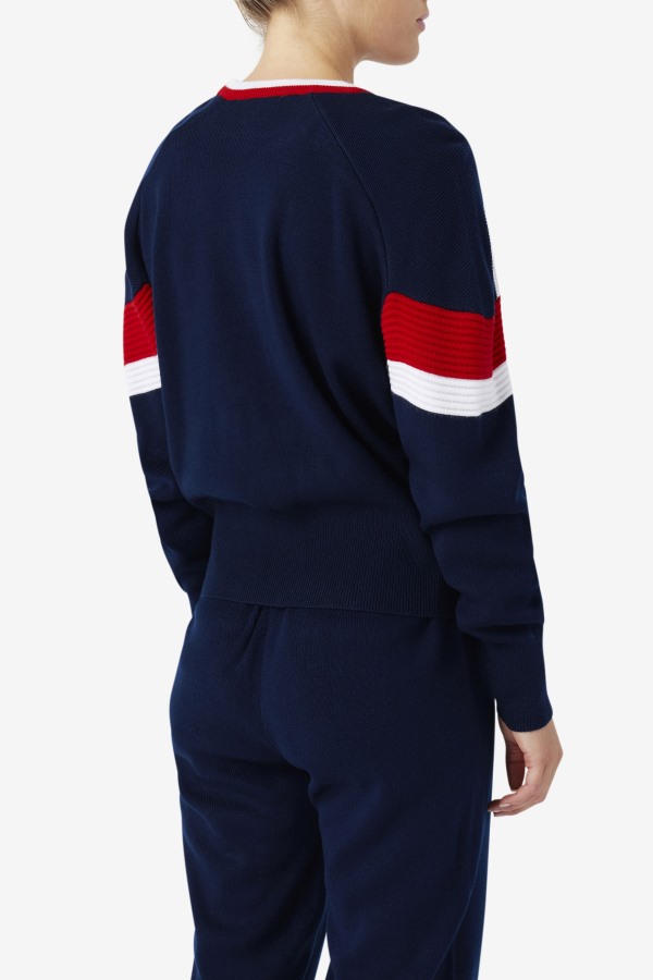 Frankie Knit Crew Fila Outlets Navy/Red/White