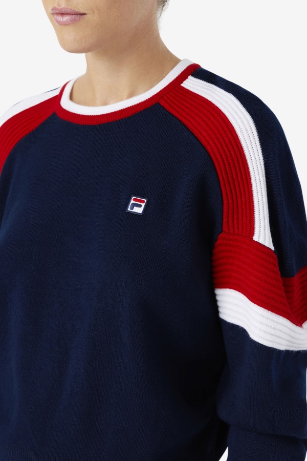 Frankie Knit Crew Fila Outlets Navy/Red/White
