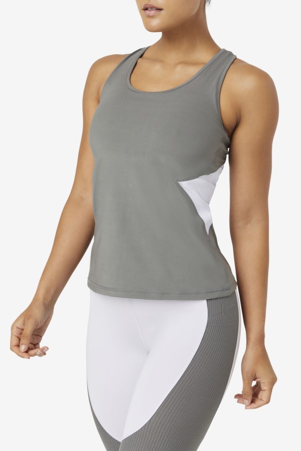 Fila Outlets Uplift Open Racerback Tank Top Gargoyle/Lavender Blue