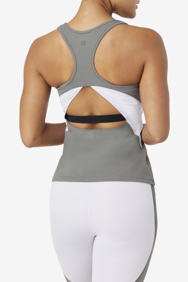 Fila Outlets Uplift Open Racerback Tank Top Gargoyle/Lavender Blue