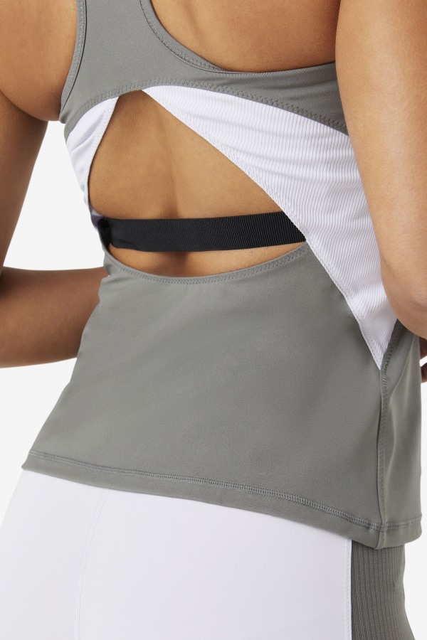 Fila Outlets Uplift Open Racerback Tank Top Gargoyle/Lavender Blue