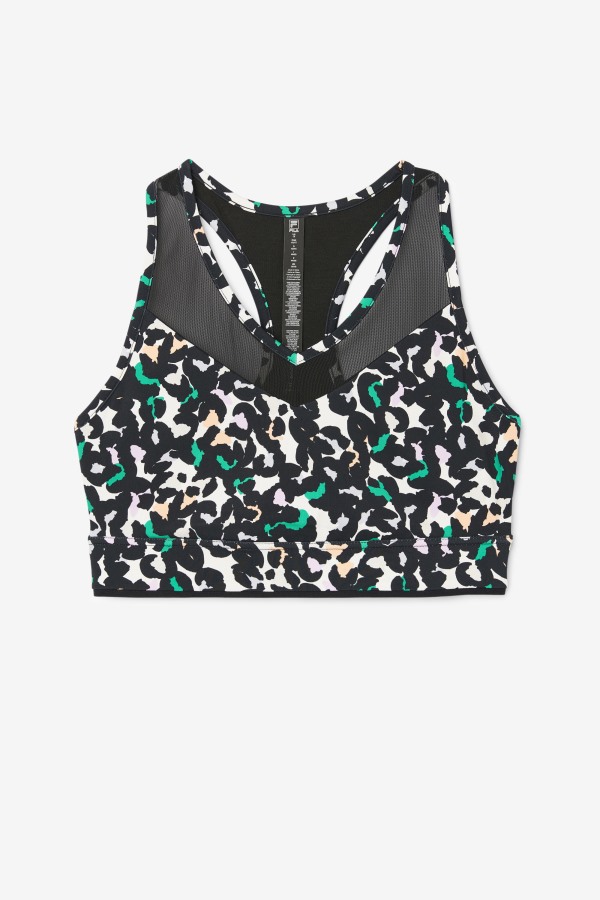 Uplift Racerback Bra Top Black Animal Print Fila Outlets